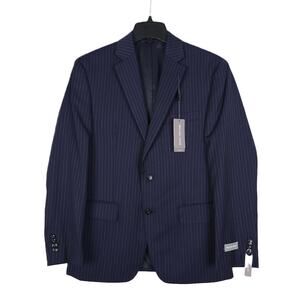Michael Kors Mens Classic Fit Suit Jacket Blazer 38R Navy Pinstripe Wool NWT